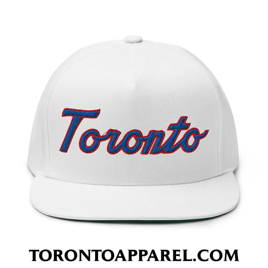Toronto Baseball Classic Sports Script Embroidered Flat Brim Bill 5 Panel Snapback Hat - Toronto Apparel