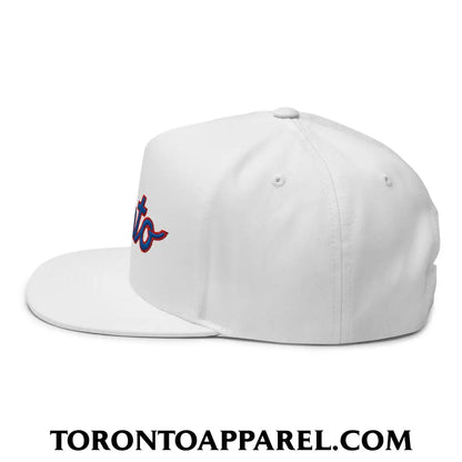 Toronto Baseball Classic Sports Script Embroidered Flat Brim Bill 5 Panel Snapback Hat - Toronto Apparel