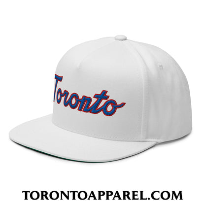 Toronto Baseball Classic Sports Script Embroidered Flat Brim Bill 5 Panel Snapback Hat - Toronto Apparel