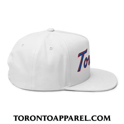 Toronto Baseball Classic Sports Script Embroidered Flat Brim Bill 5 Panel Snapback Hat - Toronto Apparel