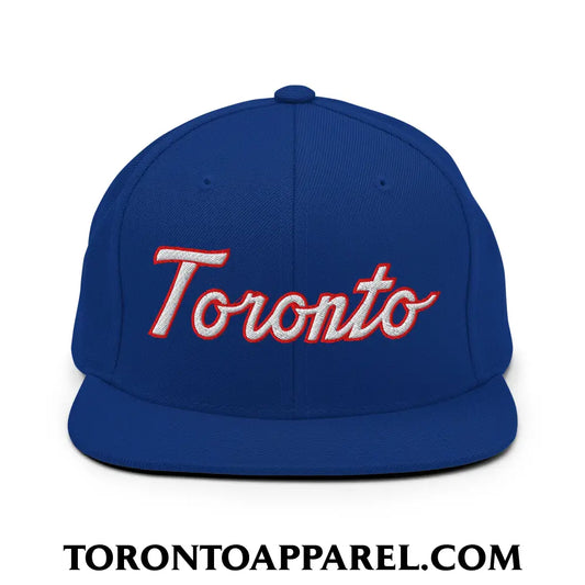 Toronto Baseball Classic Sports Script Embroidered Flat Brim Bill Snapback Hat - Toronto Apparel
