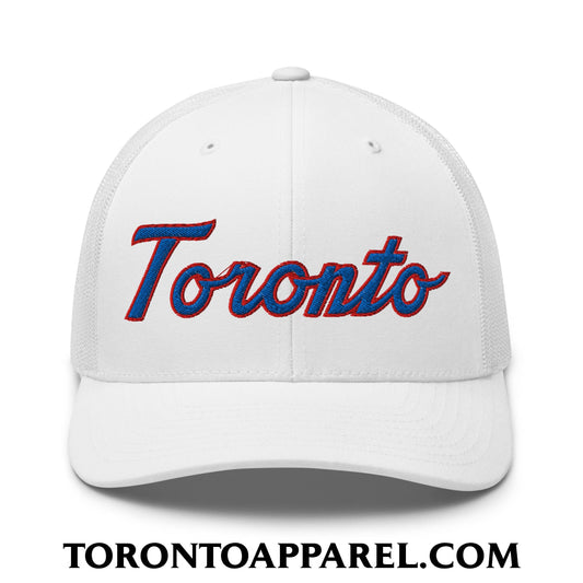 Toronto Baseball Classic Sports Script Embroidered Mesh Trucker Hat - Toronto Apparel