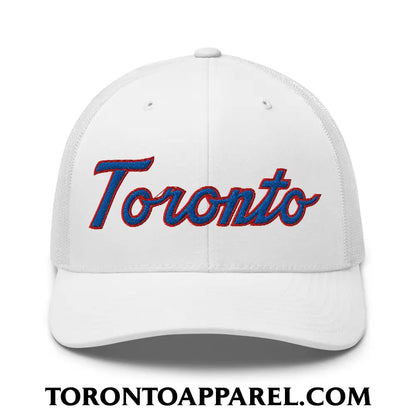 Toronto Baseball Classic Sports Script Embroidered Mesh Trucker Hat - Toronto Apparel