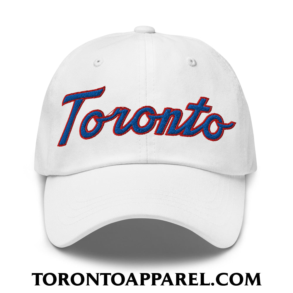 Toronto Baseball Classic Sports Script Embroidered Unstructured Dad Hat - Toronto Apparel