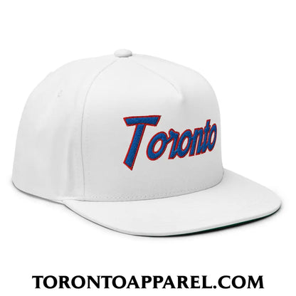 Toronto Baseball Vintage Sports Script Embroidered Flat Brim Bill 5 Panel Snapback Hat - Toronto Apparel