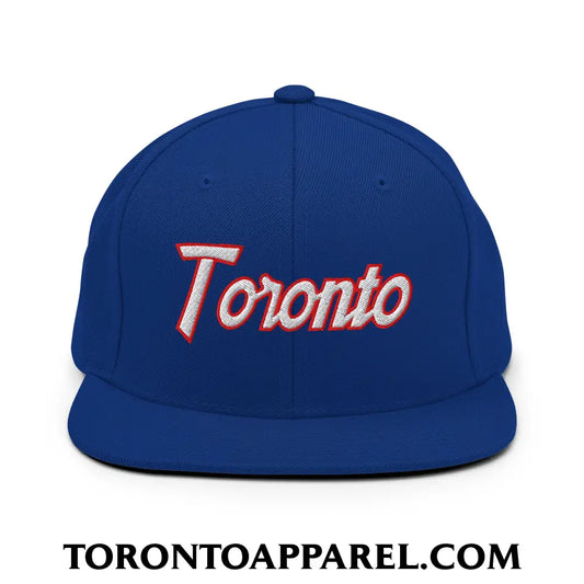 Toronto Baseball Vintage Sports Script Embroidered Flat Brim Bill Snapback Hat - Toronto Apparel