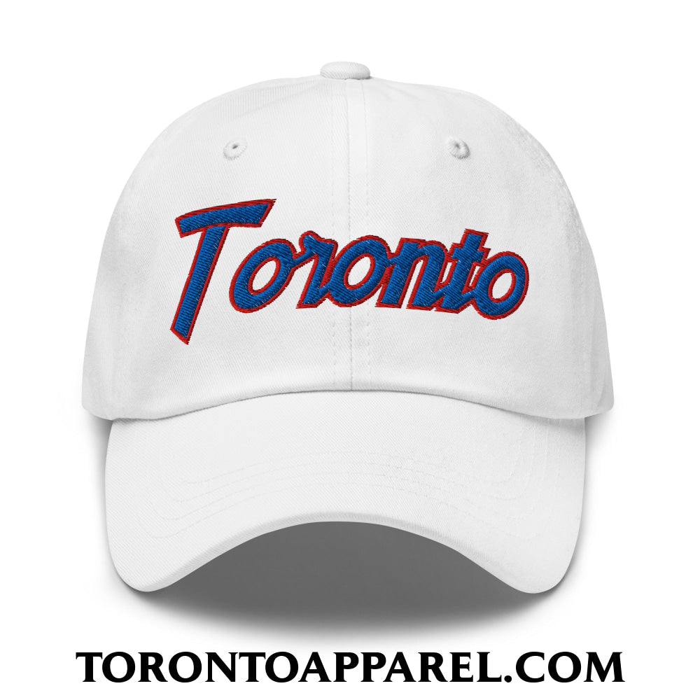 Toronto Baseball Vintage Sports Script Embroidered Unstructured Dad Hat - Toronto Apparel