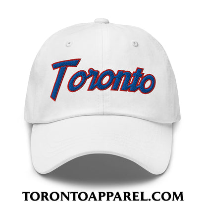 Toronto Baseball Vintage Sports Script Embroidered Unstructured Dad Hat - Toronto Apparel
