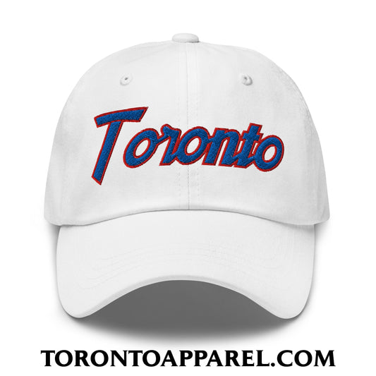 Toronto Baseball Vintage Sports Script Embroidered Unstructured Dad Hat - Toronto Apparel