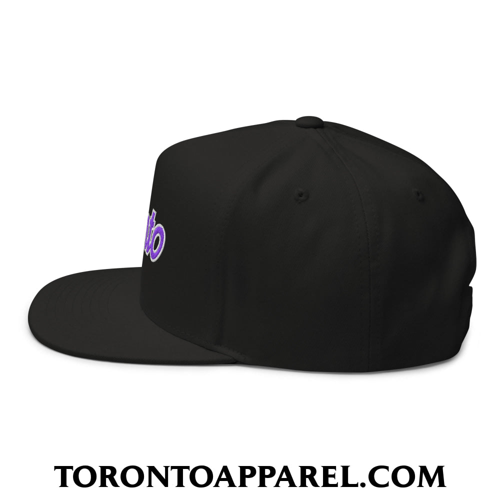 Toronto Basketball Classic Sports Script Embroidered Flat Brim Bill 5 Panel Snapback Hat Purple / White - Toronto Apparel