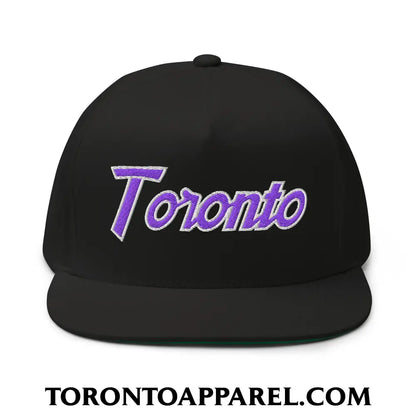 Toronto Basketball Classic Sports Script Embroidered Flat Brim Bill 5 Panel Snapback Hat Purple / White - Toronto Apparel