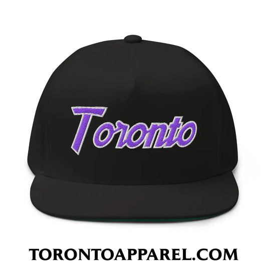 Toronto Basketball Classic Sports Script Embroidered Flat Brim Bill 5 Panel Snapback Hat Purple / White - Toronto Apparel