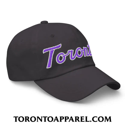Toronto Basketball Classic Sports Script Embroidered Unstructured Dad Hat Purple / White - Toronto Apparel