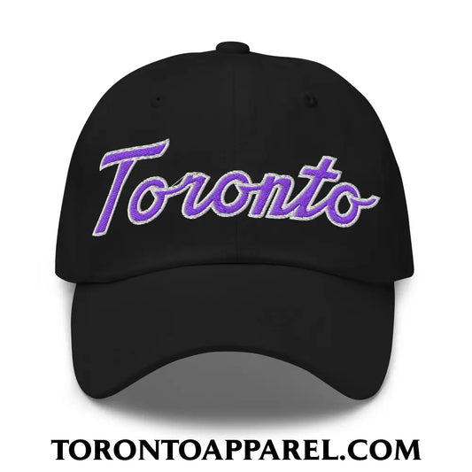 Toronto Basketball Classic Sports Script Embroidered Unstructured Dad Hat Purple / White - Black - Toronto Apparel