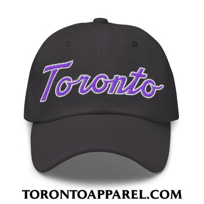 Toronto Basketball Classic Sports Script Embroidered Unstructured Dad Hat Purple / White - Dark Grey - Toronto Apparel