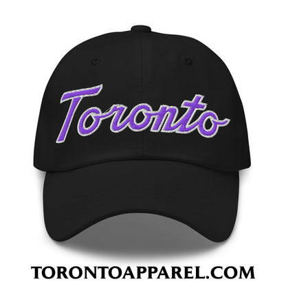 Toronto Basketball Classic Sports Script Embroidered Unstructured Dad Hat Purple / White - Black - Toronto Apparel