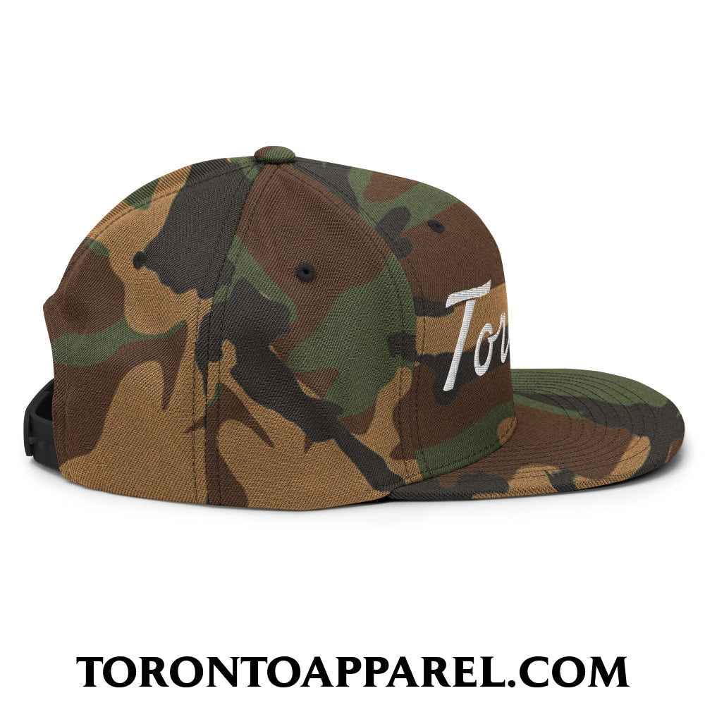 Toronto Classic Sports Script Embroidered Flat Brim Bill Snapback Hat - Toronto Apparel