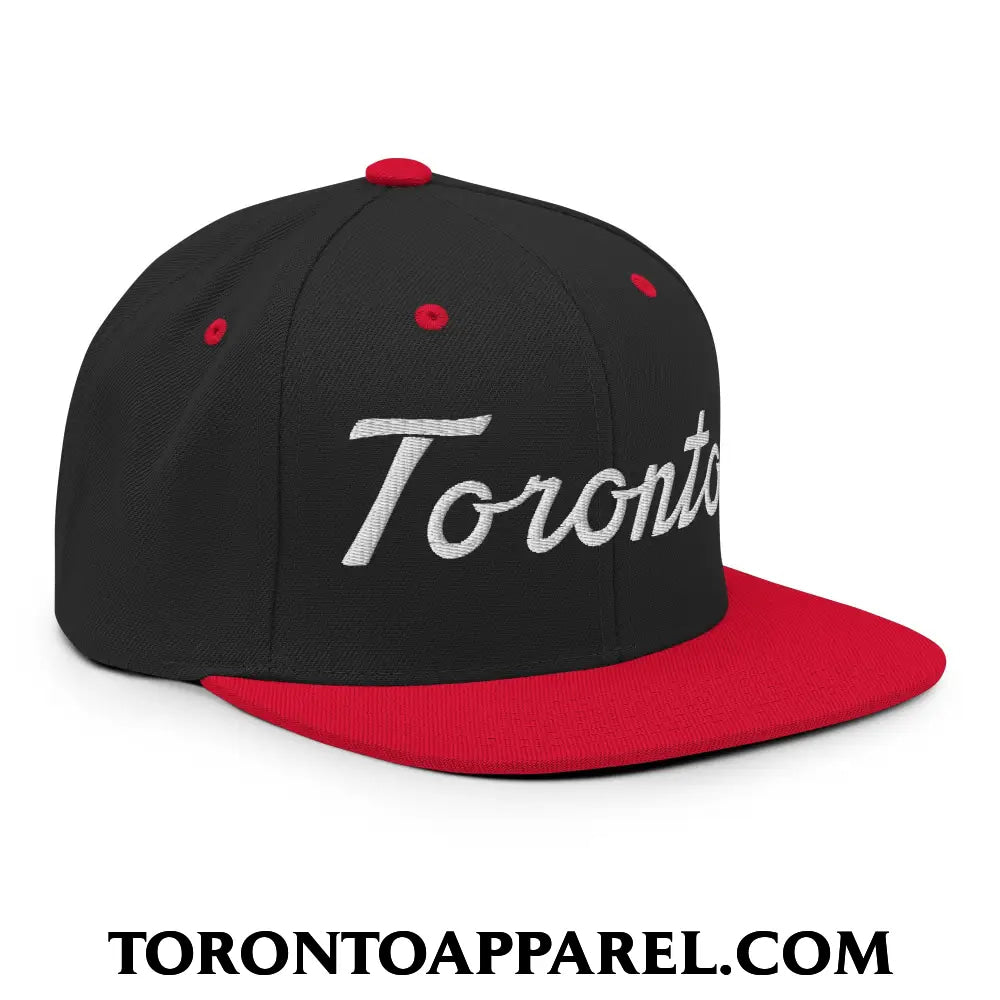 Toronto Classic Sports Script Embroidered Flat Brim Bill Snapback Hat - Toronto Apparel