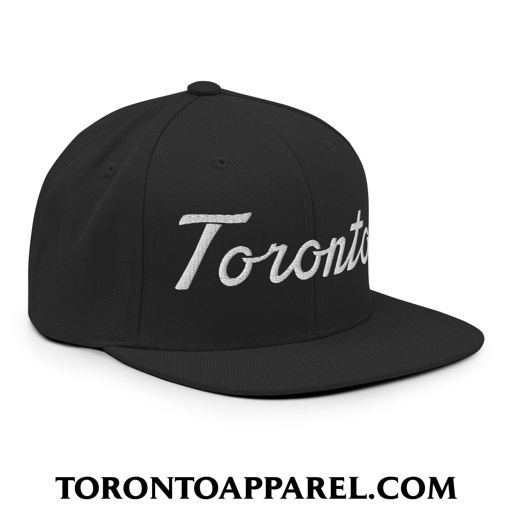 Toronto Classic Sports Script Embroidered Flat Brim Bill Snapback Hat - Toronto Apparel