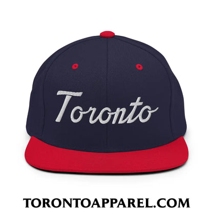 Toronto Classic Sports Script Embroidered Flat Brim Bill Snapback Hat - Toronto Apparel