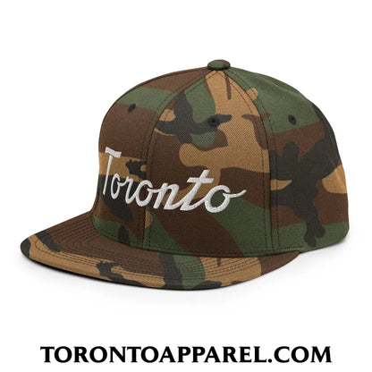 Toronto Classic Sports Script Embroidered Flat Brim Bill Snapback Hat - Toronto Apparel