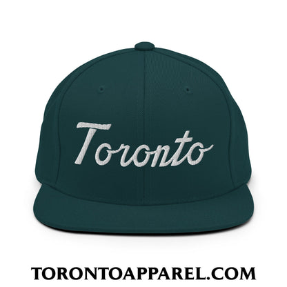 Toronto Classic Sports Script Embroidered Flat Brim Bill Snapback Hat - Spruce - Toronto Apparel