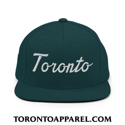 Toronto Classic Sports Script Embroidered Flat Brim Bill Snapback Hat - Spruce - Toronto Apparel