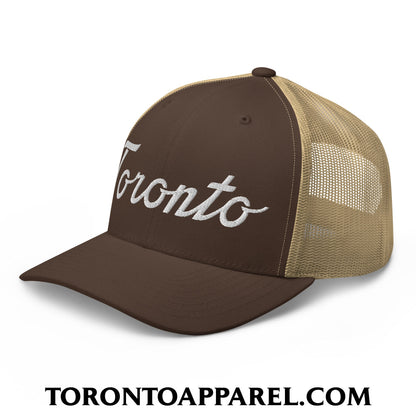 Toronto Classic Sports Script Embroidered Mesh Trucker Hat - Toronto Apparel