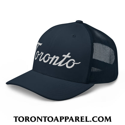 Toronto Classic Sports Script Embroidered Mesh Trucker Hat - Toronto Apparel