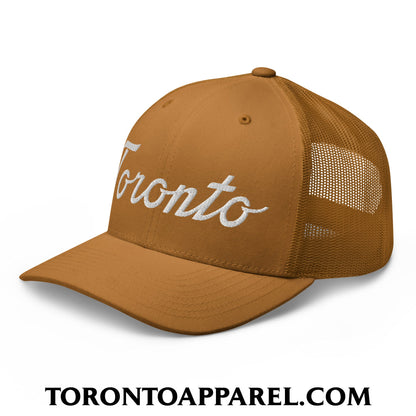 Toronto Classic Sports Script Embroidered Mesh Trucker Hat - Toronto Apparel