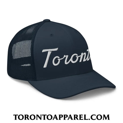 Toronto Classic Sports Script Embroidered Mesh Trucker Hat - Toronto Apparel