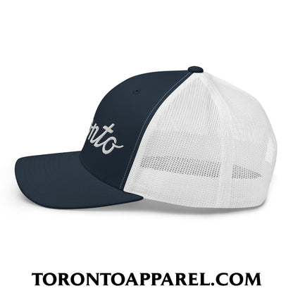 Toronto Classic Sports Script Embroidered Mesh Trucker Hat - Toronto Apparel