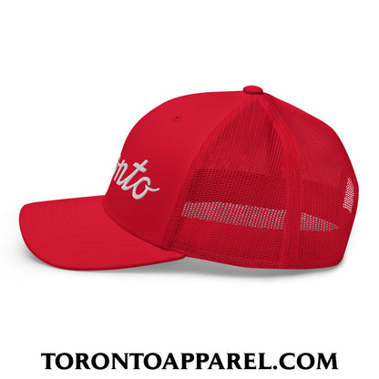 Toronto Classic Sports Script Embroidered Mesh Trucker Hat - Toronto Apparel