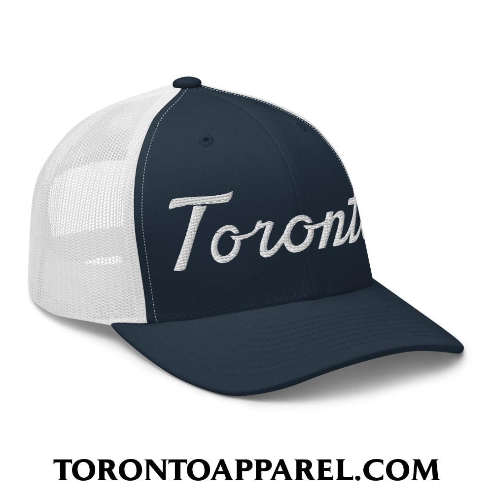 Toronto Classic Sports Script Embroidered Mesh Trucker Hat - Toronto Apparel