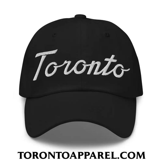 Toronto Classic Sports Script Embroidered Unstructured Dad Hat - Black - Toronto Apparel
