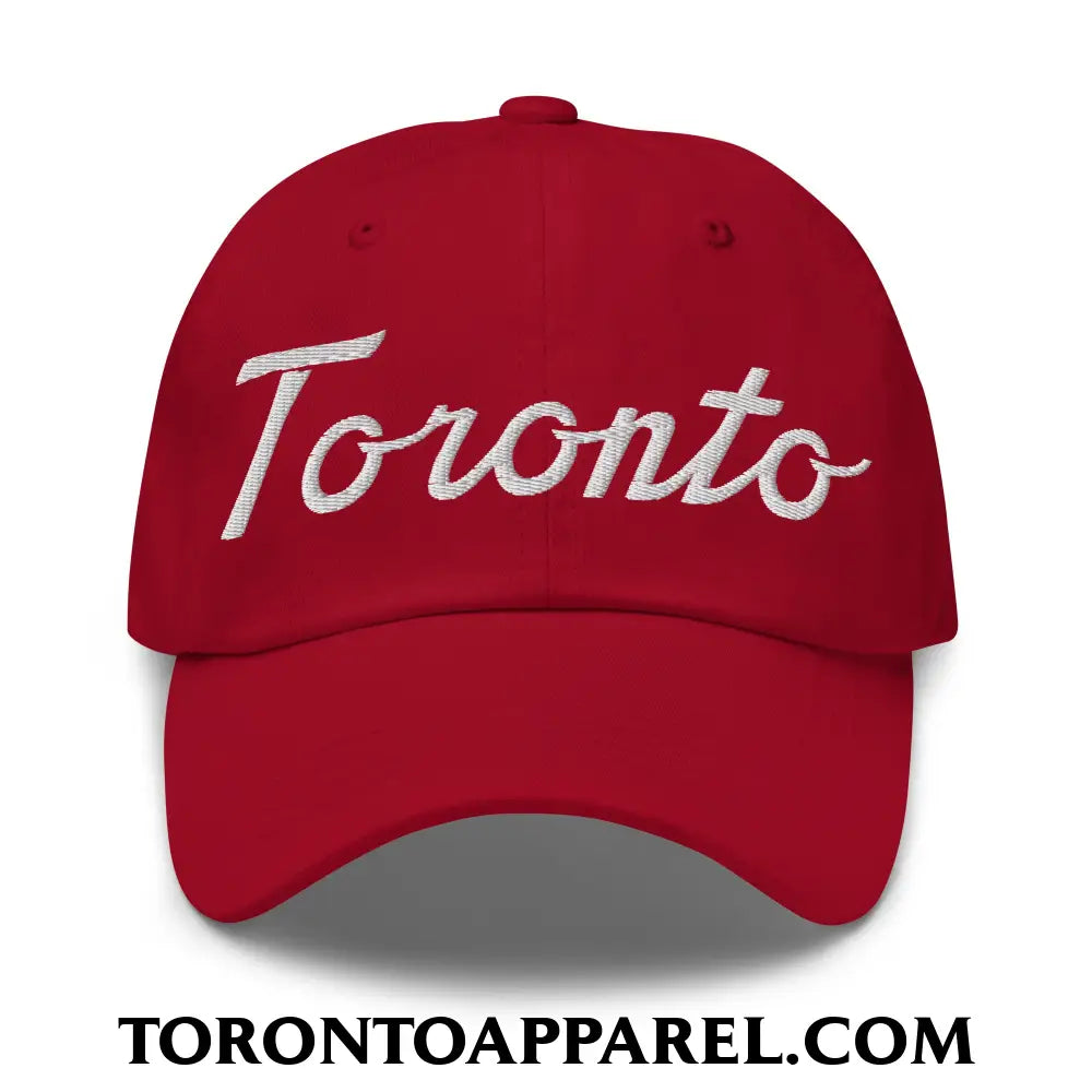Toronto Classic Sports Script Embroidered Unstructured Dad Hat - Cranberry - Toronto Apparel