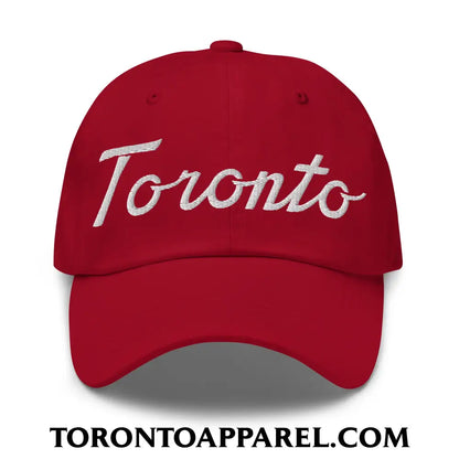 Toronto Classic Sports Script Embroidered Unstructured Dad Hat - Cranberry - Toronto Apparel