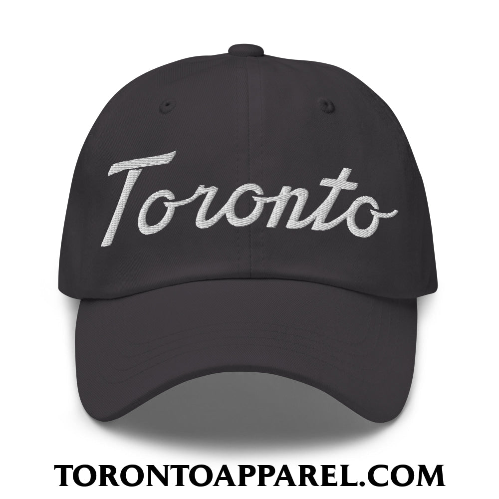 Toronto Classic Sports Script Embroidered Unstructured Dad Hat - Dark Grey - Toronto Apparel