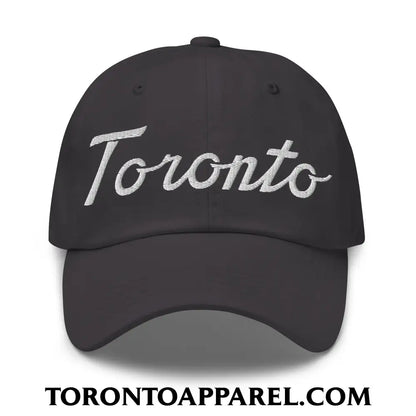 Toronto Classic Sports Script Embroidered Unstructured Dad Hat - Dark Grey - Toronto Apparel