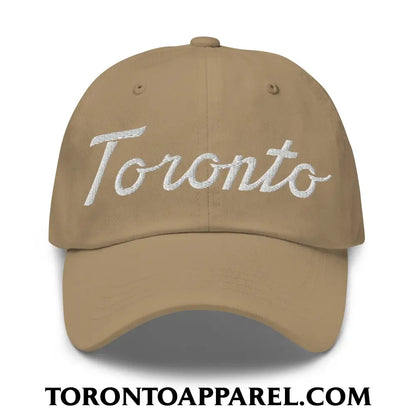 Toronto Classic Sports Script Embroidered Unstructured Dad Hat - Khaki - Toronto Apparel