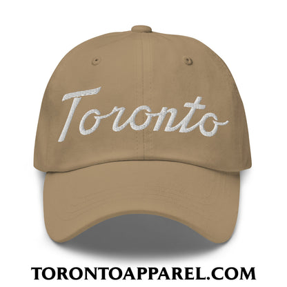 Toronto Classic Sports Script Embroidered Unstructured Dad Hat - Khaki - Toronto Apparel