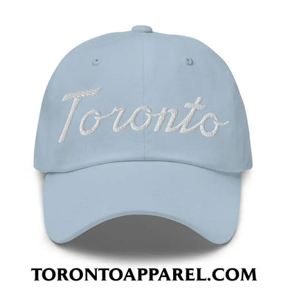 Toronto Classic Sports Script Embroidered Unstructured Dad Hat - Light Blue - Toronto Apparel