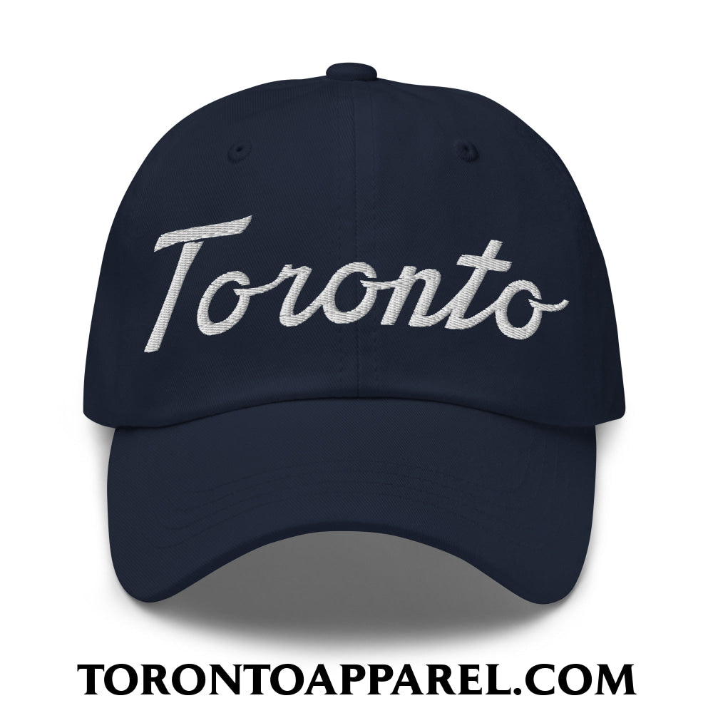 Toronto Classic Sports Script Embroidered Unstructured Dad Hat - Navy - Toronto Apparel