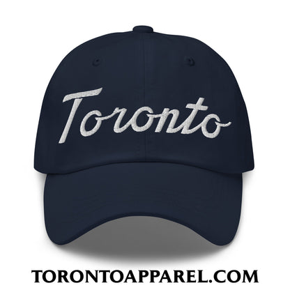 Toronto Classic Sports Script Embroidered Unstructured Dad Hat - Navy - Toronto Apparel