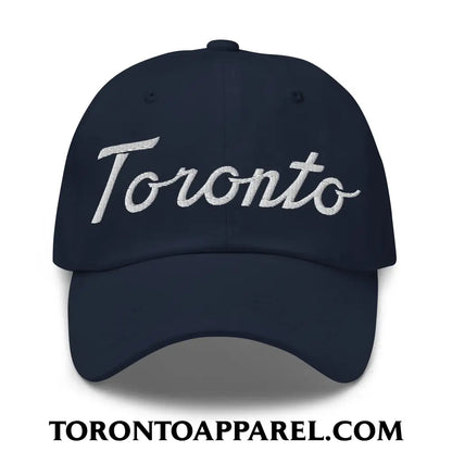 Toronto Classic Sports Script Embroidered Unstructured Dad Hat - Navy - Toronto Apparel