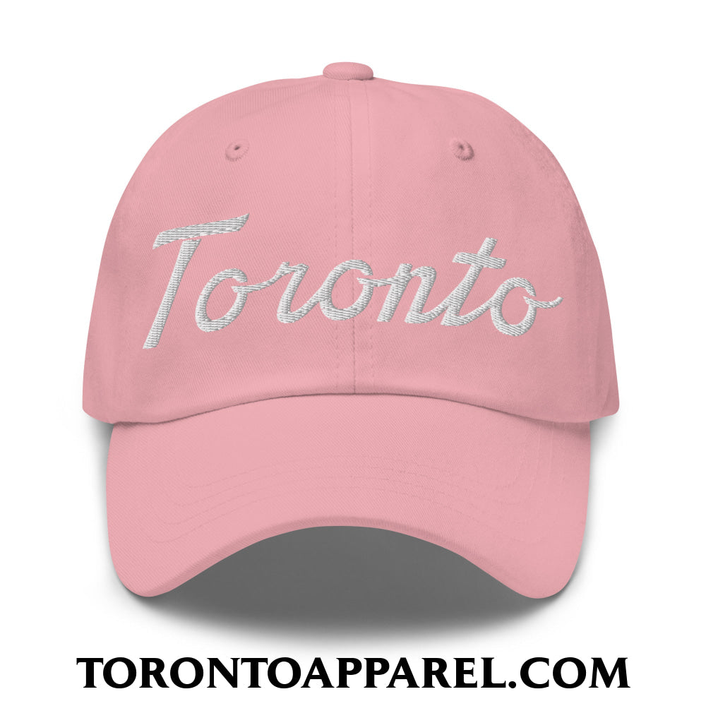 Toronto Classic Sports Script Embroidered Unstructured Dad Hat - Pink - Toronto Apparel