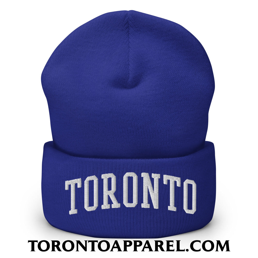 Toronto College Varisty Arch Block Embroidered Cuffed Knit Beanie - Royal - Toronto Apparel