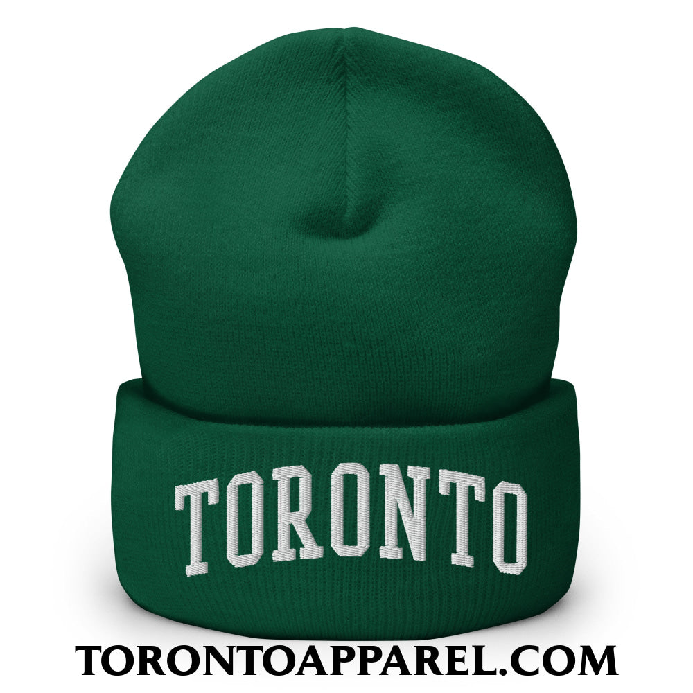 Toronto College Varisty Arch Block Embroidered Cuffed Knit Beanie - Spruce - Toronto Apparel