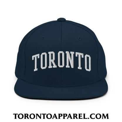 Toronto College Varisty Arch Block Embroidered Flat Brim Bill Snapback Hat - Dark Navy - Toronto Apparel