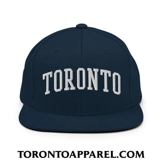 Toronto College Varisty Arch Block Embroidered Flat Brim Bill Snapback Hat - Dark Navy - Toronto Apparel